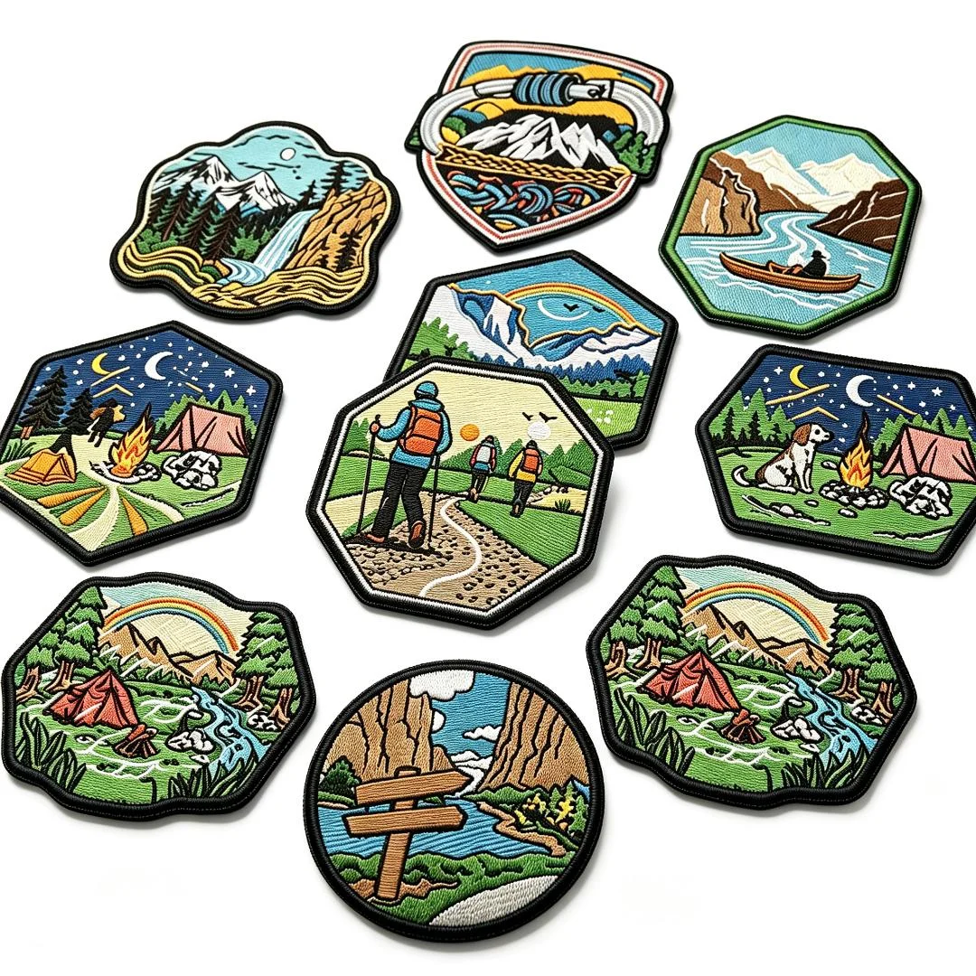 Custom Badge 3D Embroidery Fabric Patch Custom Logo Space Anchor Heart Pattern Decorative Clothing