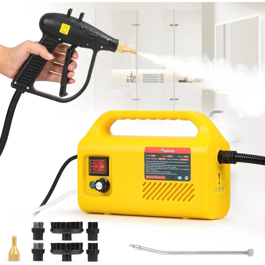 

Пароочиститель под давлением, безрезервуарный ручной отпариватель 1500 Вт для очистки затирки плитки, ручная портативная пароочистительная машина под давлением для