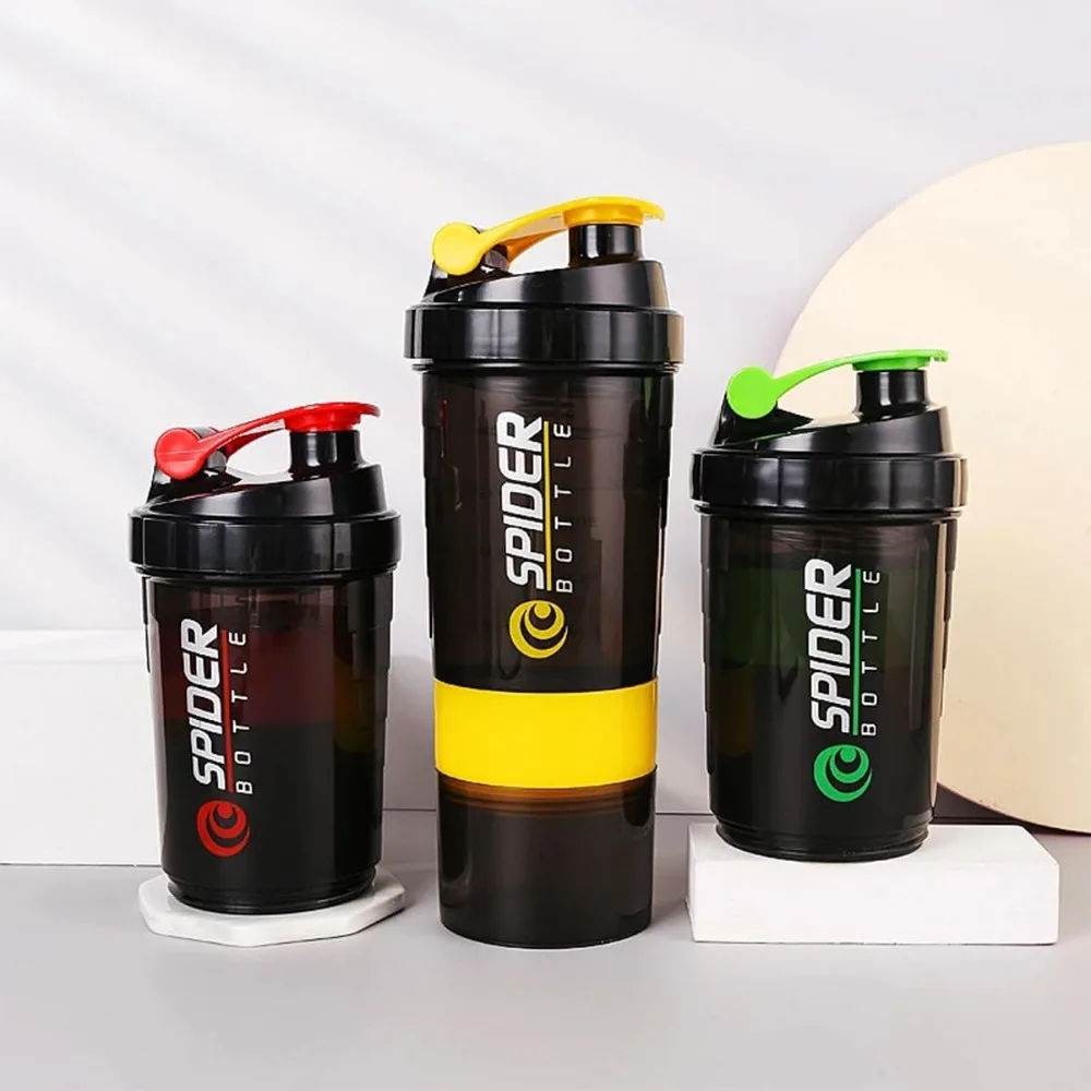 3 Layers Shaker Protein Bottle Powder Shake Cup Water Bottle Plastic Mixing Cup Body Building Exercise Bottle