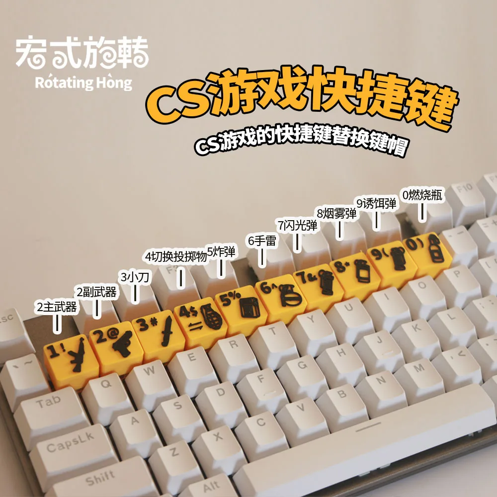 CSgo Assisted Quick Theme Anime Keycap Mechanical Keyboard PLA Customized Cute Keycap PC Game Keyboard Accessories Gift Collect