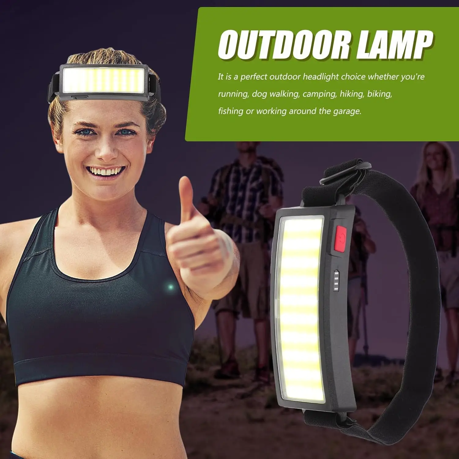 Powerful COB LED Headlamp Type-c Rechargeable Head Flashlight Built-in Battery Outdoor Fishing Camping Lantern Waterproof Torch