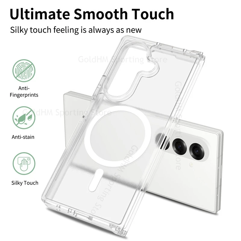 

Skin Feel Translucent Magnetic Phone Case For Samsung Z Fold 7 6 5G For Magsafe Matte Tough Candy Color Cover For Galaxy Z Fold7