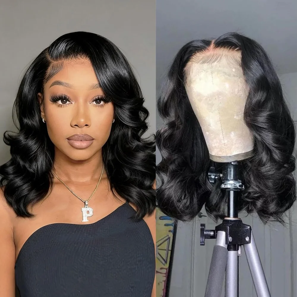 

250 Density Short Bob Body Wave Wig Human Hair 13x4 Hd Lace Frontal Curly Human Hair Wig 100% Human Hair Quality Wig For Women