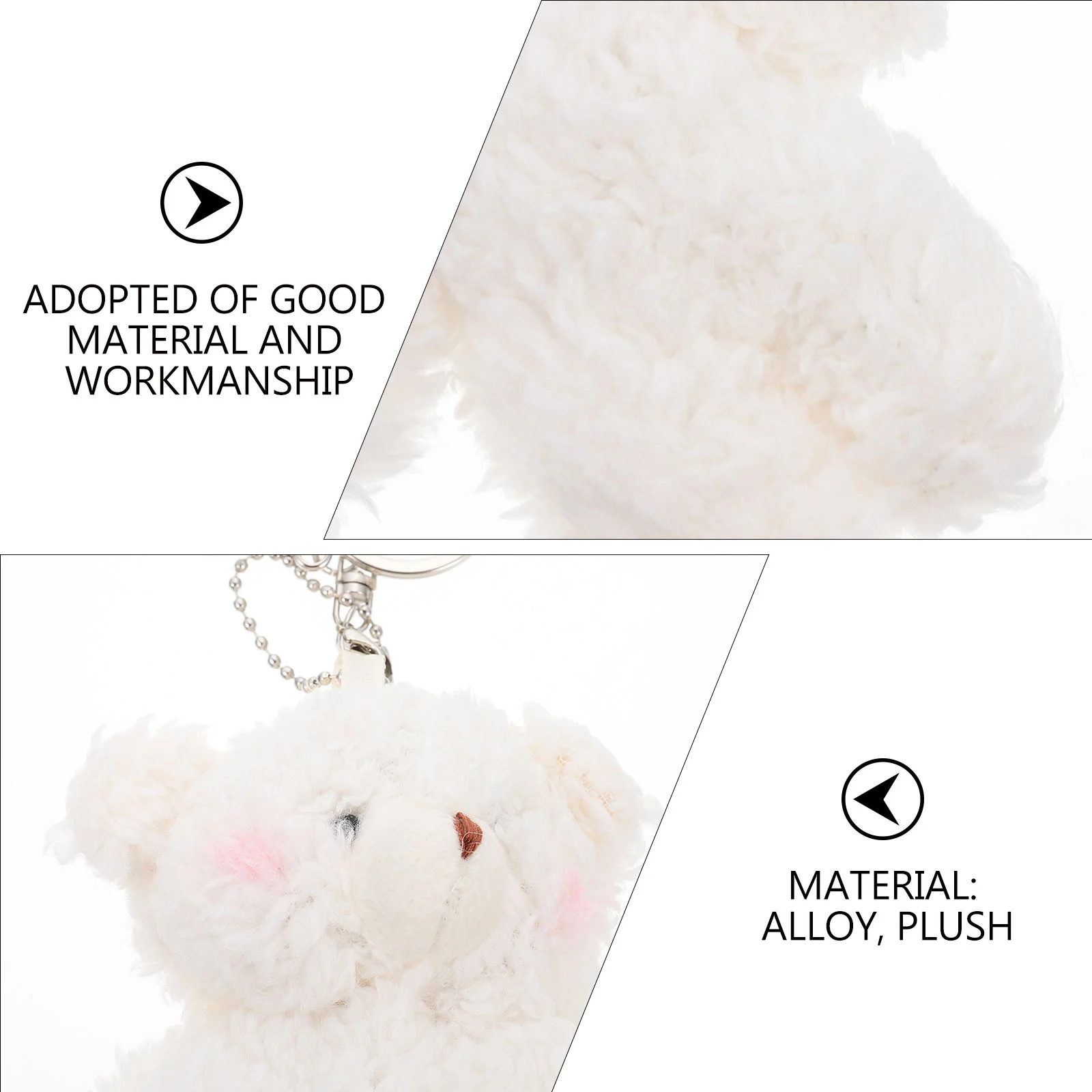 2 Pcs Cute Key Chain Pendant Rings Keychain For Backpack Alloy Bear Purse Plush