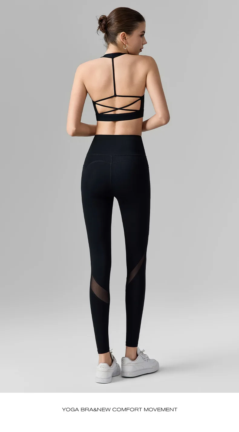 

Women's Spring Summer Fitness Two-Piece Set Line Back Vest Anti Roll Edge Pants Comfortable No Awkward Lines Workout Outfit