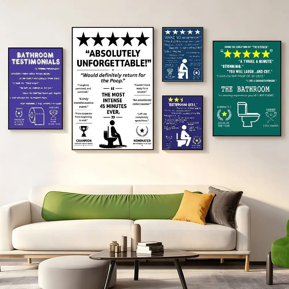 Funny Bathroom Testimonials Posters Wall Art Retro Painting Home Room Cafe Club Dorm Wall Decor