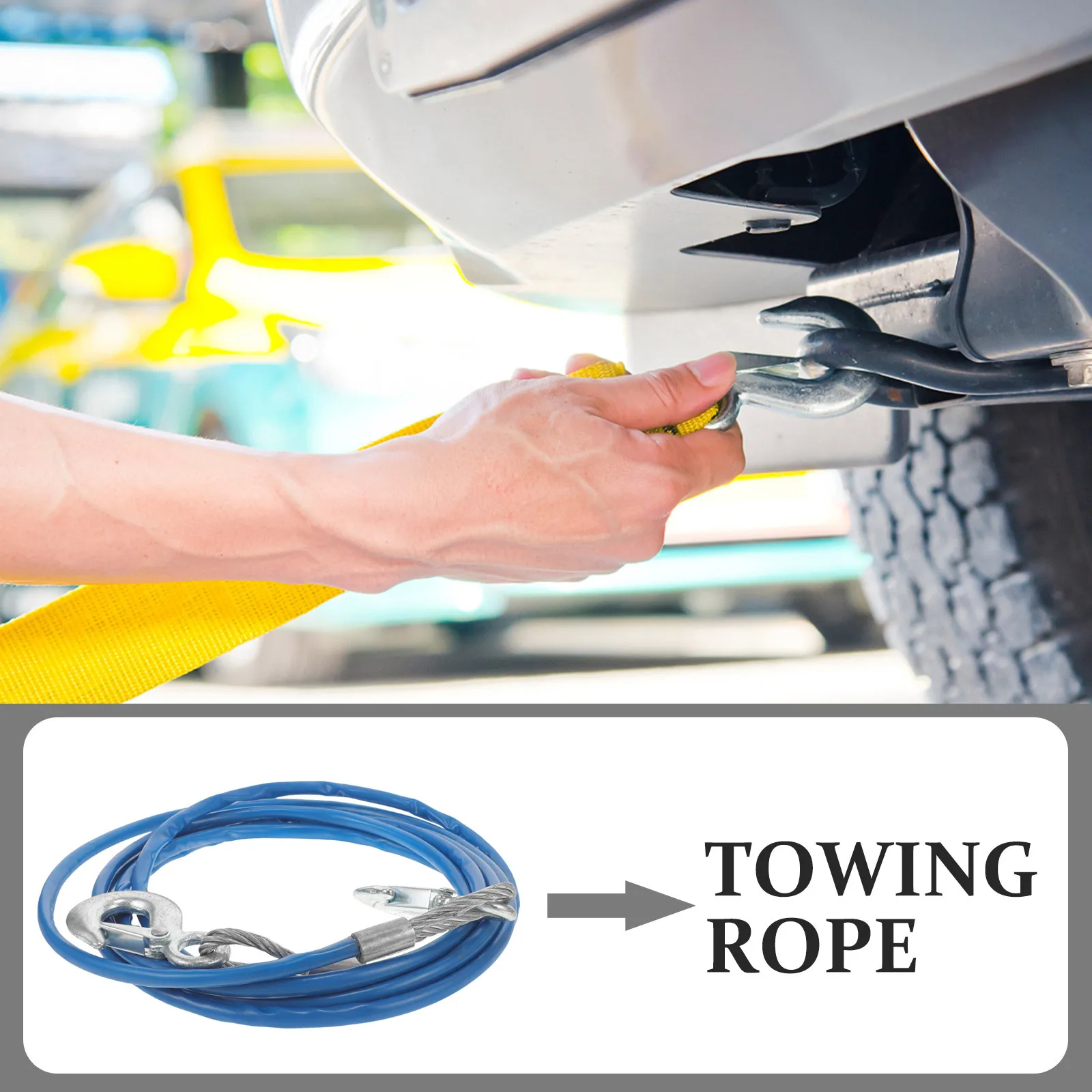 

4m 5-Ton Towing Strap Heavy Duty Steel Wire Construction Reliable Towing for Vehicles Boats Essential Tool Drivers