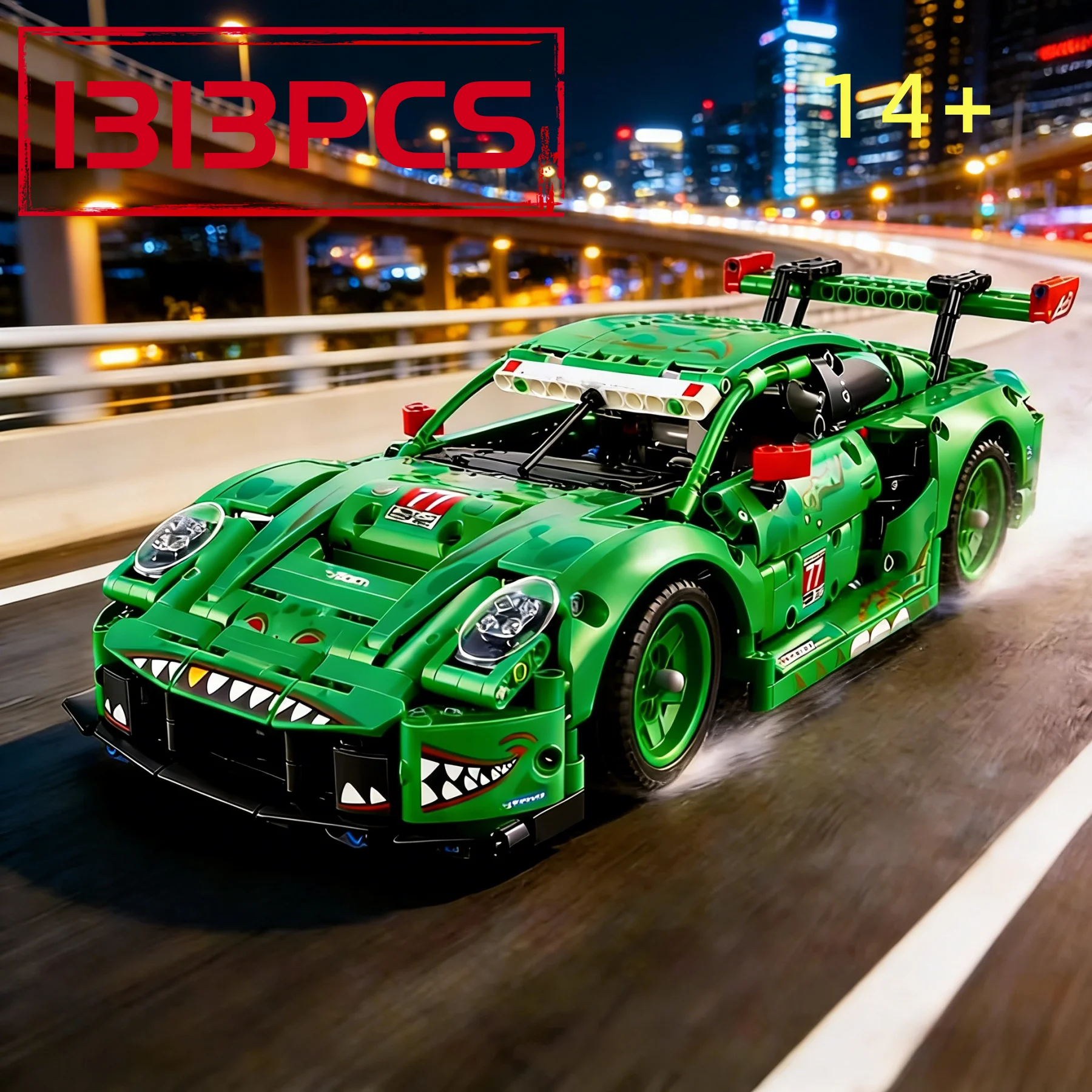 

2026 hot selling 1313 green racing assembled building block models suitable as holiday gifts, birthday gifts