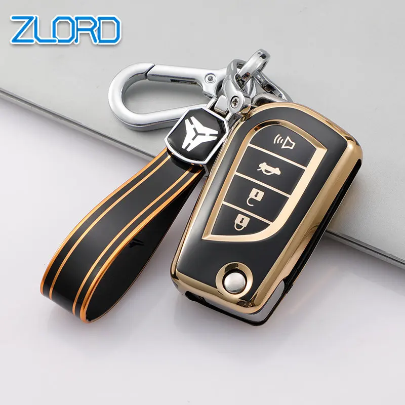 TPU Car Key Case for Toyota Corolla 2020 for Toyota Camry 70 Prius C-HR Clicker Carwalaa Key Cover Holder 4 Button Key Case