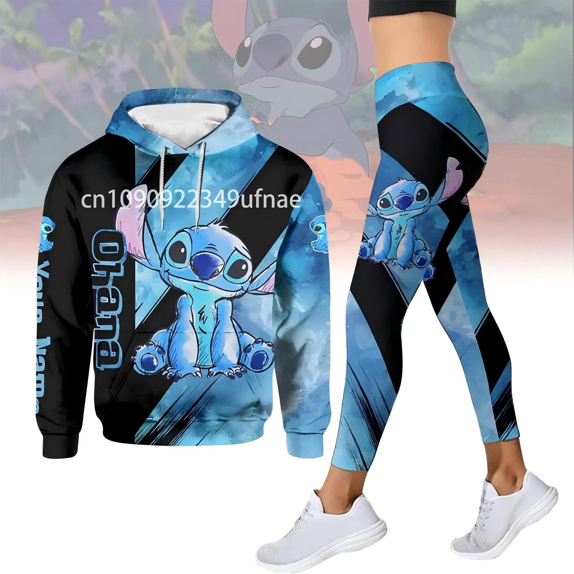 

Disney-Sweat à capuche et leggings 3D Minnie Mouse personnalisés pour femmes, pantalons de yoga, pantalons de survêtement, mode,