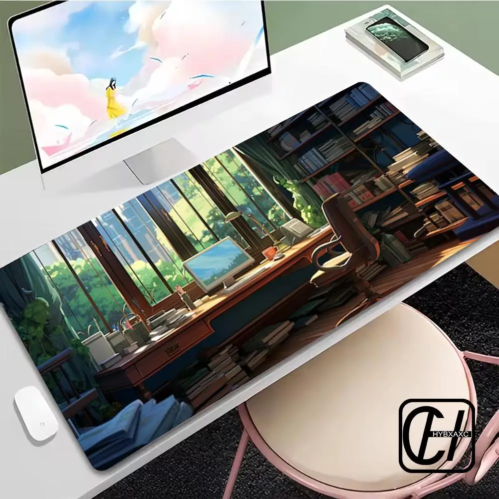 

Большой коврик для мыши XXL с эстетичным рисунком растений, милый коврик для офисного стола, аниме-коврик для геймеров, игровые коврики для клавиатуры HYBXXC