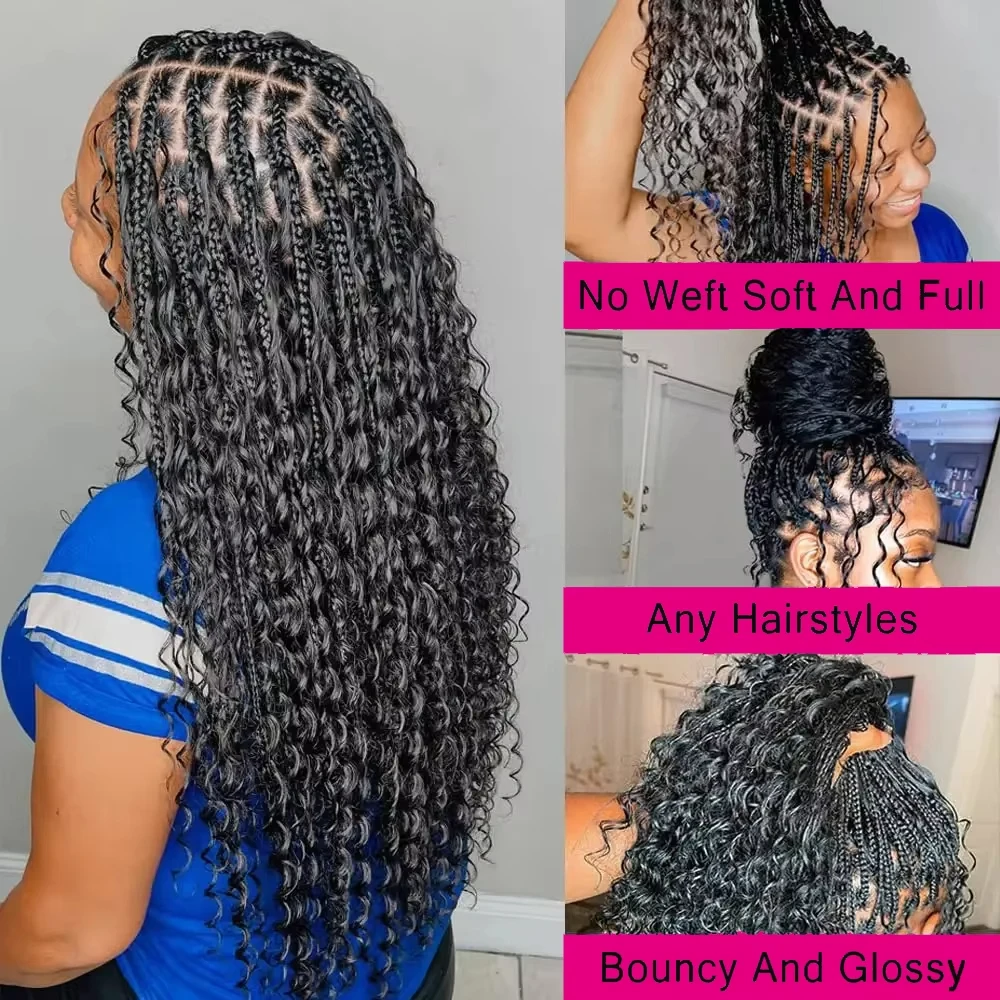 14a boho tranças em massa cabelo humano sem trama 1 3 4 pacote 50/150/200g onda profunda cabelo humano em massa para trança extensões de cabelo tecelagem