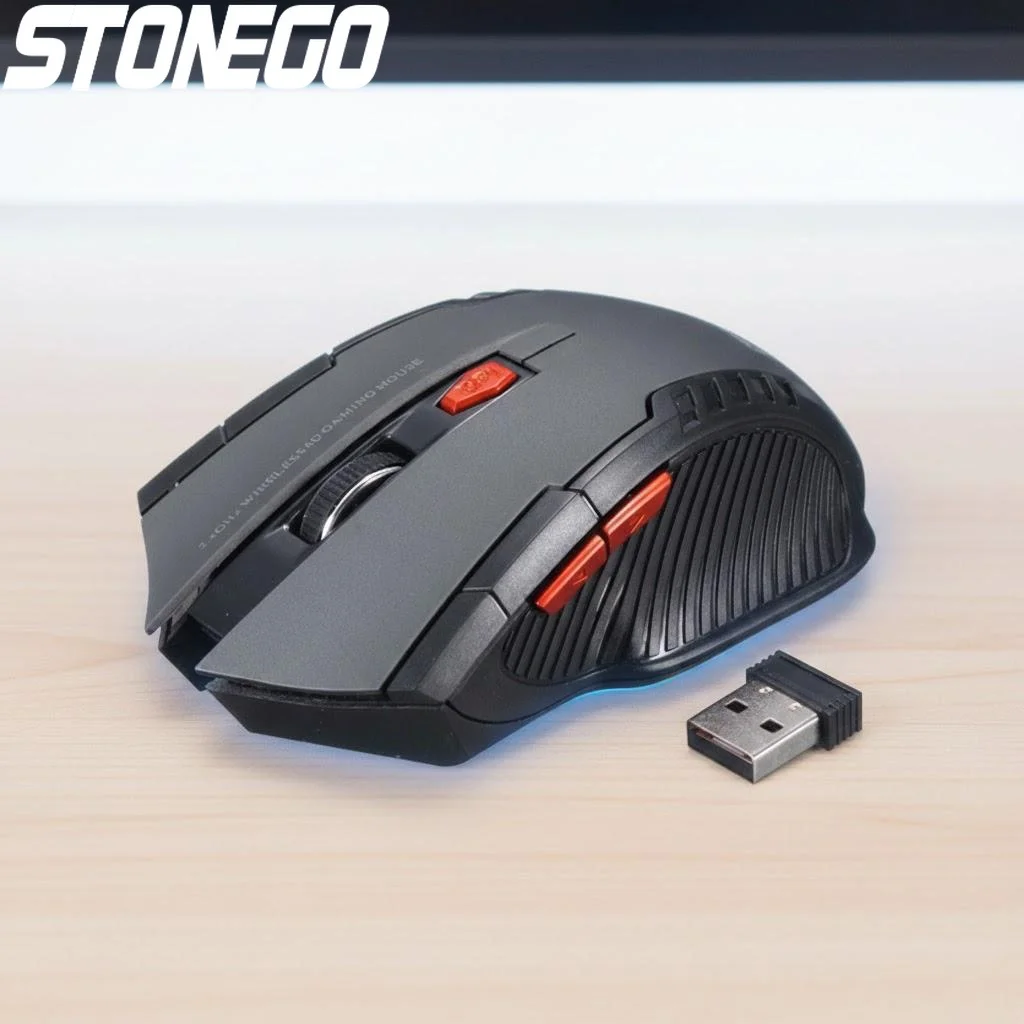 Mouse Gamer Sem Fio 2.4GHz Ultrafino Óptico Portátil para PC Laptop com Receptor USB Design Ergonômico