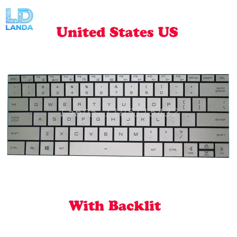 

Grey Silver Laptop Backlit Keyboard For Tongfang PF4MN2F PF4MU1F PF4NU1F PF4PU1F PF4WN2F PF4WN3F PF4WU1F 14' English US New