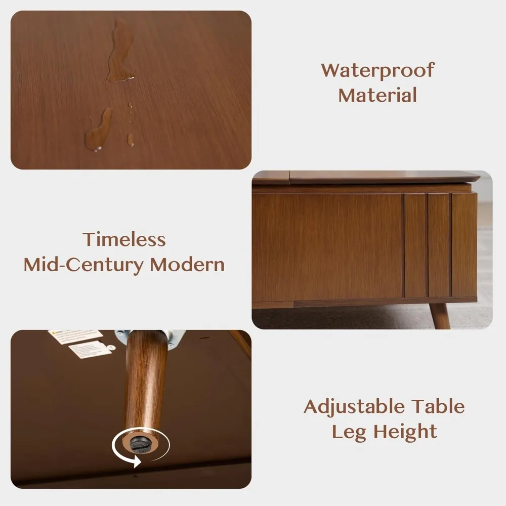 โต๊ะกาแฟแบบยกได้สไตล์มิดเซ็นจูรี่โมเดิร์น พร้อมที่เก็บของ สำหรับห้องนั่งเล่นและโฮมออฟฟิศ