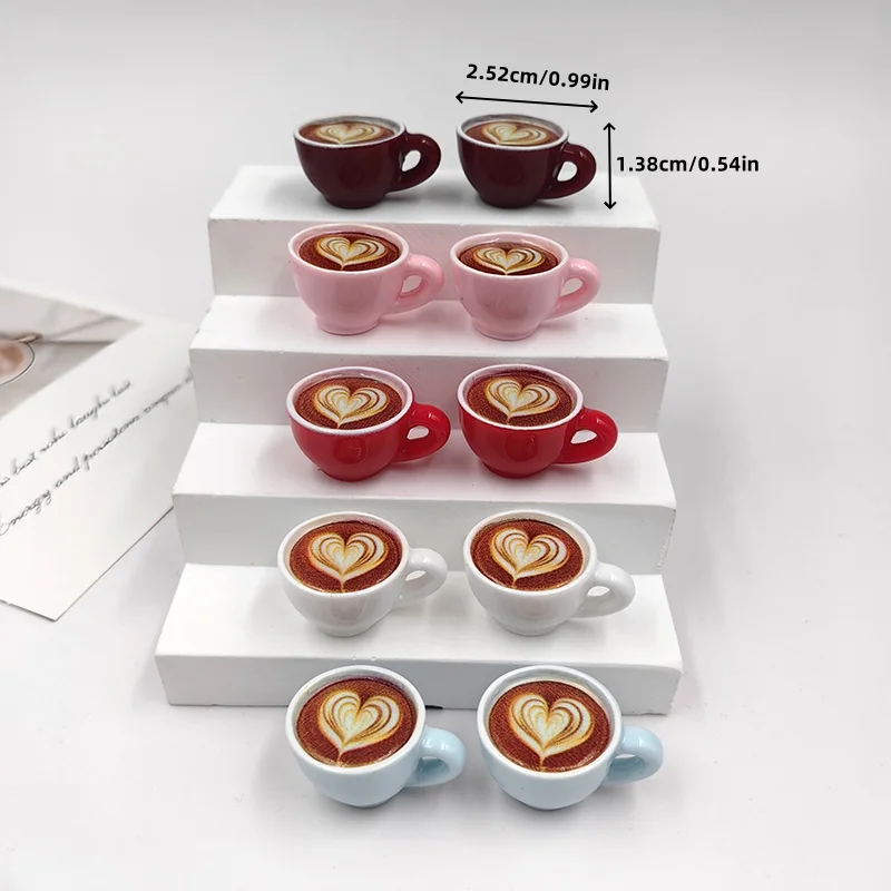 10pcs European Love Latte Coffee Cup Charms for Jewelry Making Findings Resin Beverages Pendants for Keychain Earrings C739