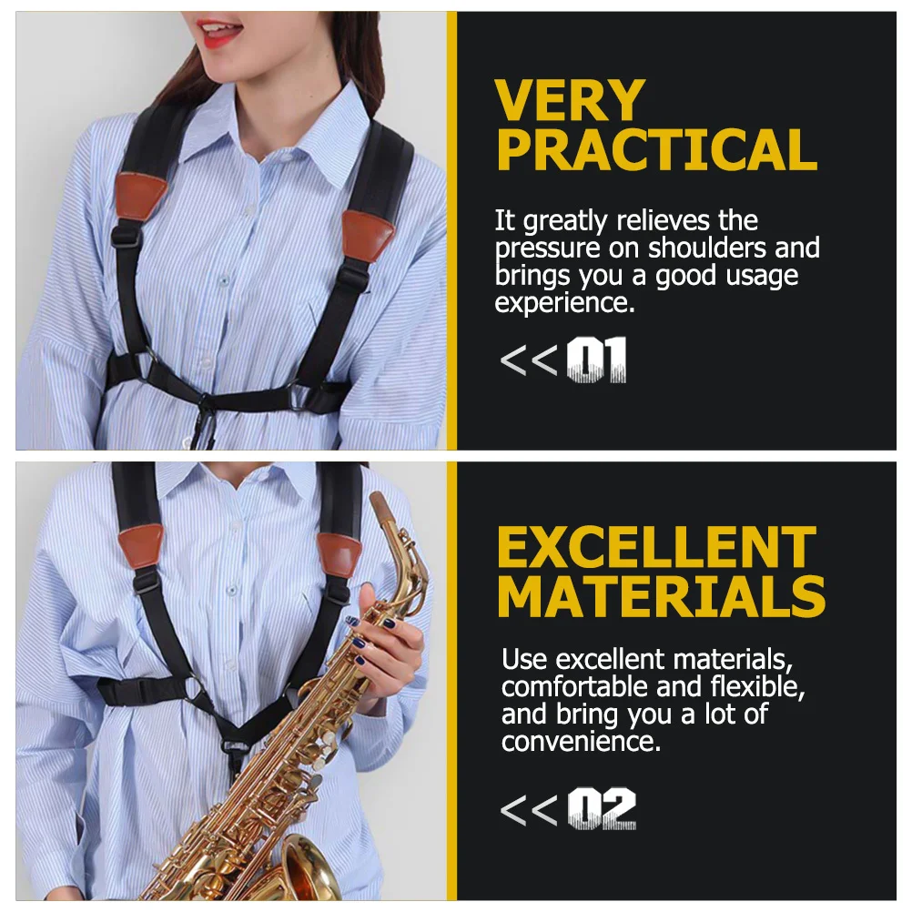 

Universal Saxophone Shoulder Belt Comfortable Adjustable Fixing Sax Harness Portable Sax Accessory Saxophone Shoulder Strap
