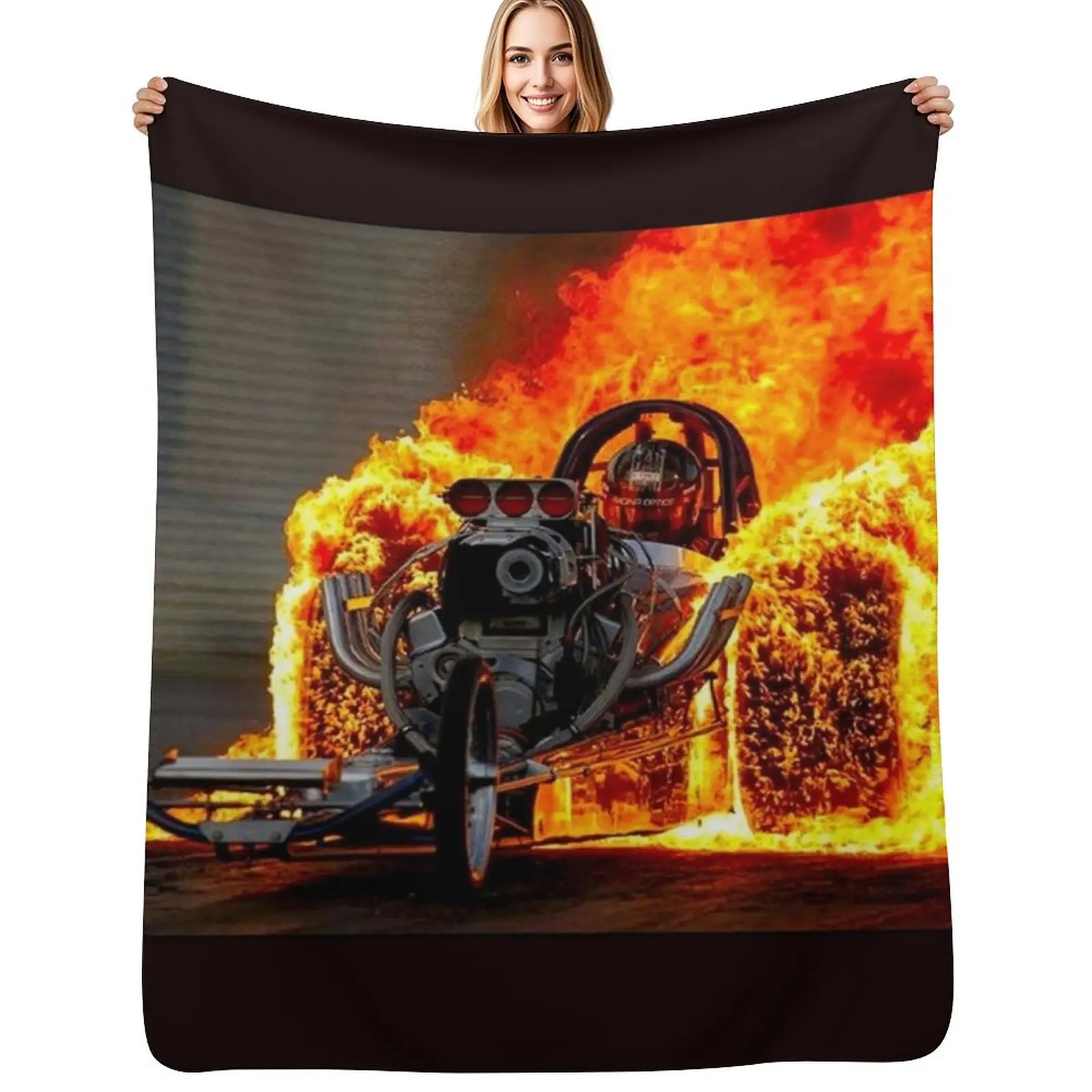 DRAG RACE; Vintage Automobile Burn-Out Print Throw Blanket for winter Warm Thin Furrys Blankets For Sofas Blankets