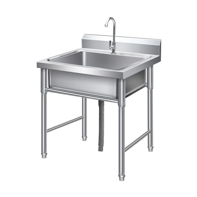 Commercial single-slot stainless steel sink, integrated thickening of vegetable washing sink for kitchen тумба с раковиной