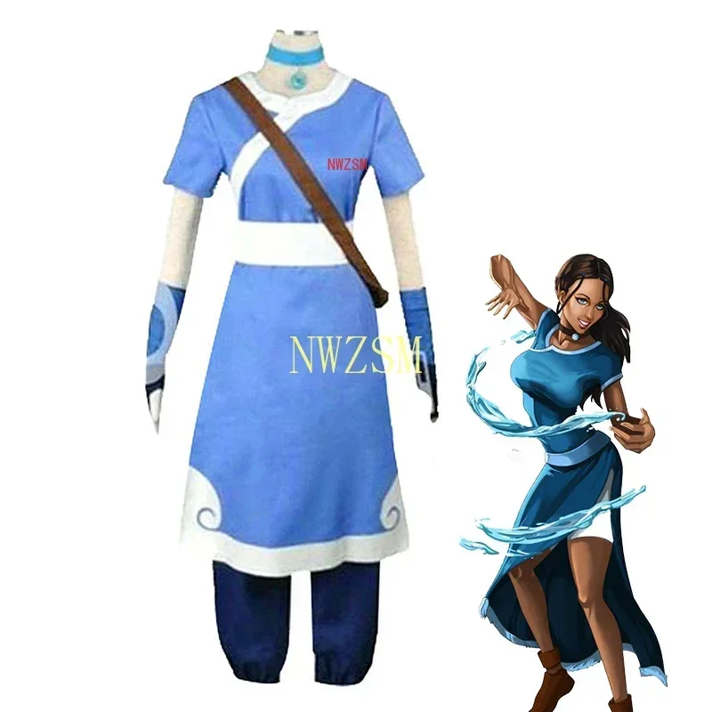 Anime Avatar ostatni władca powietrza Katara przebranie na karnawał i peruka mężczyźni kobiety Aang Zuko Cosplay Hanfu jednolity strój Halloween