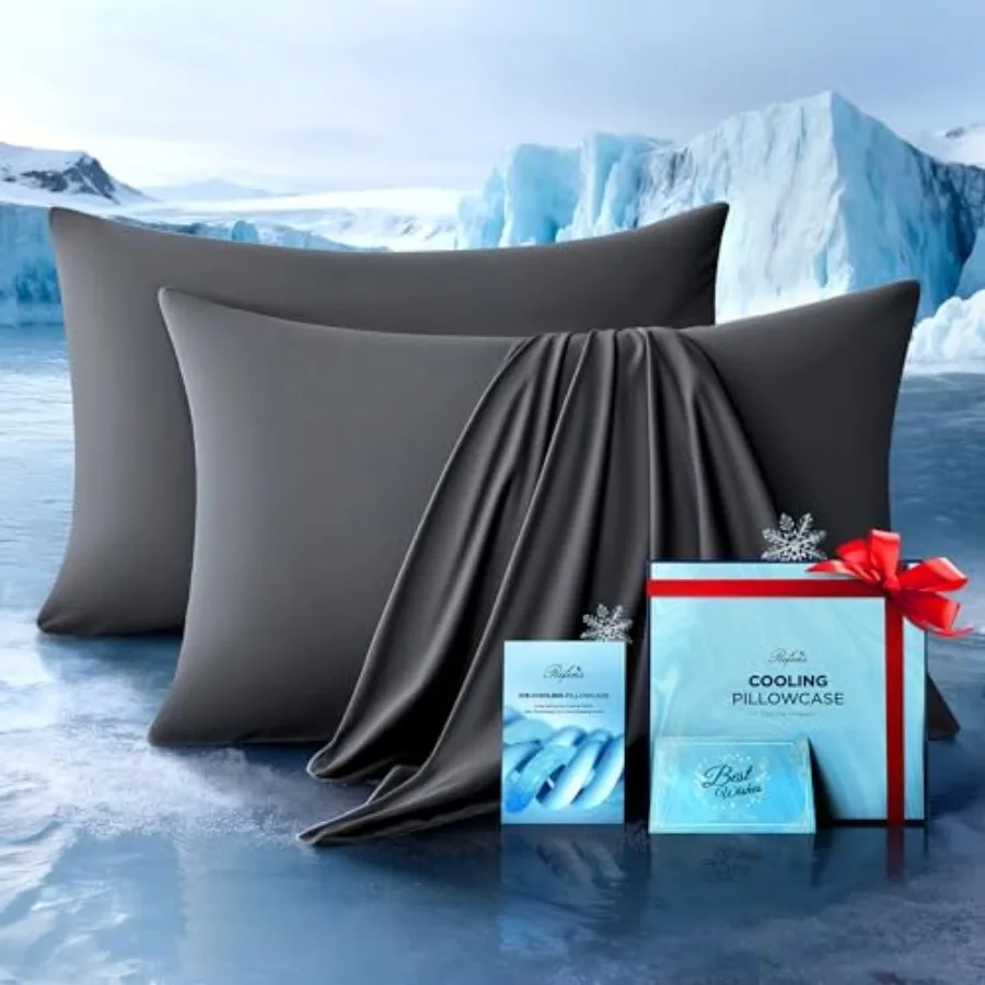 

Ultra-Chill Cooling Pillowcase Set of 2 for Hot Sleepers, Softer Than Silk Pillow Cases for Protecting Hair and Skin, Breathabl