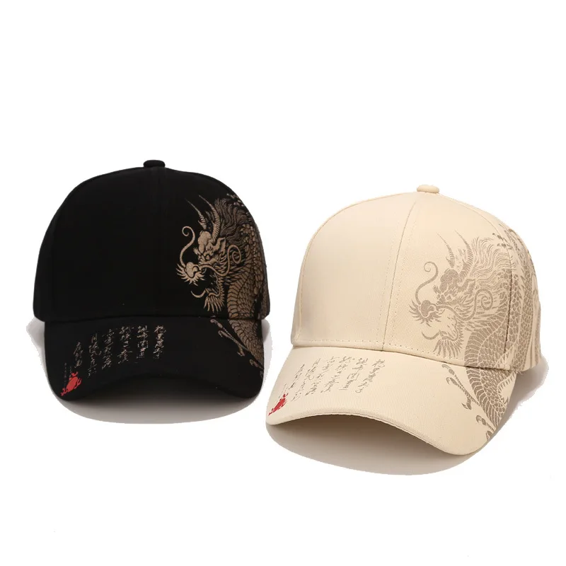 New Spring summer Chinese Style Dragon Design Pattern Cotton Outdoor Caps Mens Handsome Peaked Cap Cool Hip Hop Baseball Hat