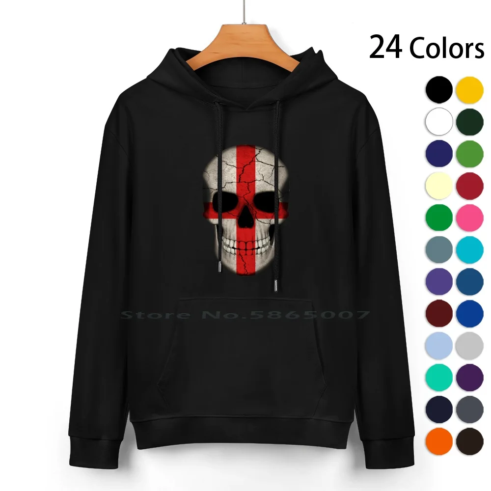 

England George Cross English Skull Pure Cotton Hoodie Sweater 24 Colors Skulls Skull Art England Skull England Flag Skull