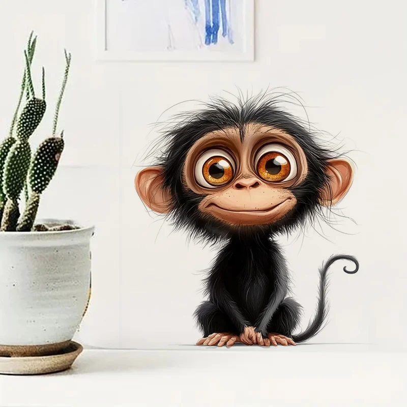 Watercolor Monkey Wall Decal Reusable Sticker for Living Room Aesthetic Room Decoration Easy