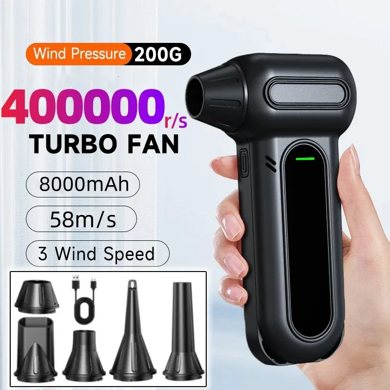 Electric Air Duster Air Blower 400000   RPM Super Power Rechargeable 3-Gear Brushless Motor for Car/PC/Home/Outdoor Air blow gun