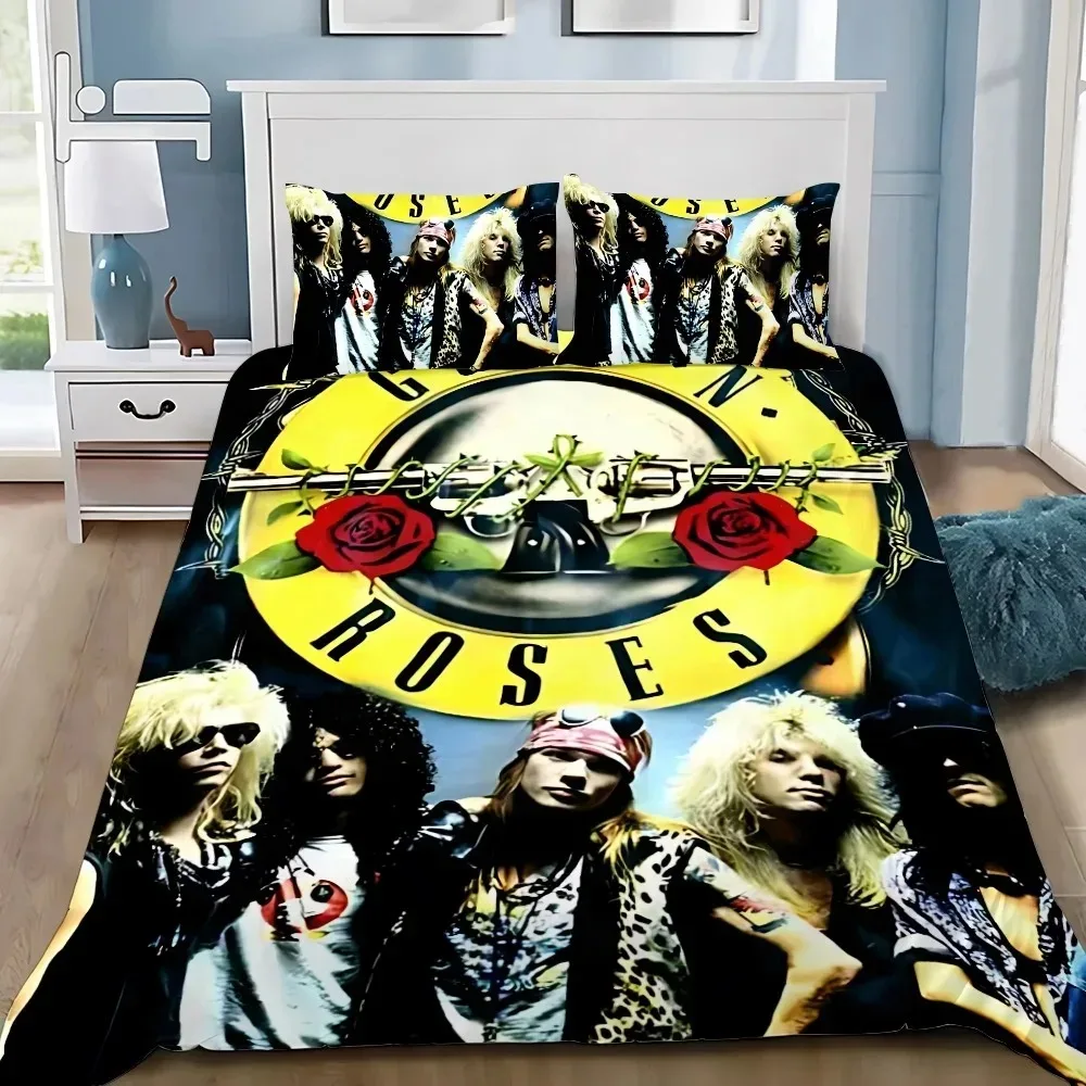 Duvet Cover Pillowcase Bedding Set Hot Band G-Guns N R-Roses Adult Boy Girl Bedroom Decoration Children Single Double Large Size
