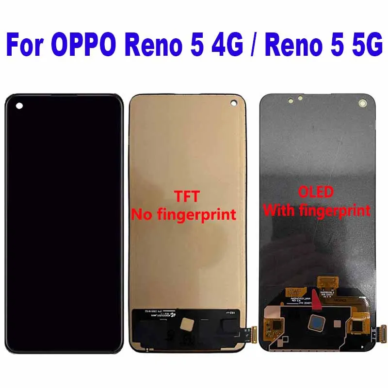 For OPPO Reno5 4G CPH2145 CPH2159 LCD Display Touch Screen Digitizer Assembly For OPPO Reno5 5G PEGM00 PEGT00