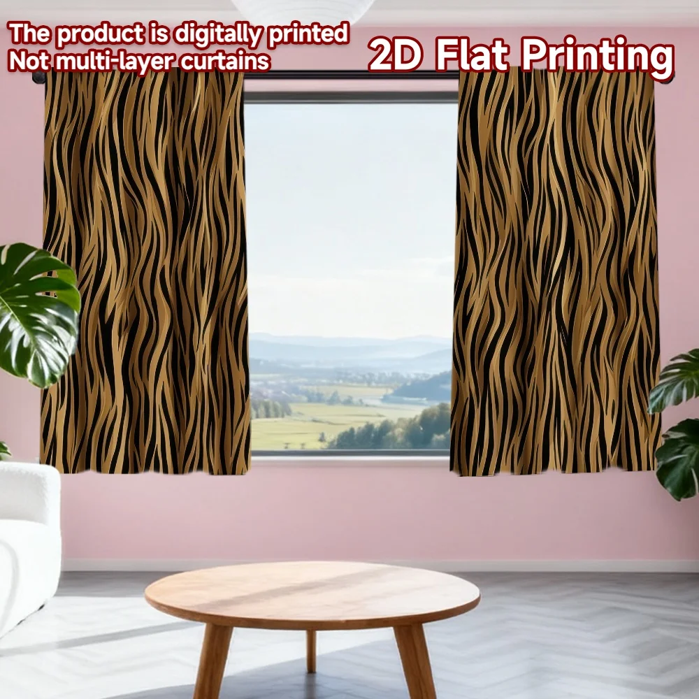 

2D flat printing 2pcs Party Curtains Rustic Vertical Stripes Digital Printed Polyester Drapes Party Decorations for Home Decor