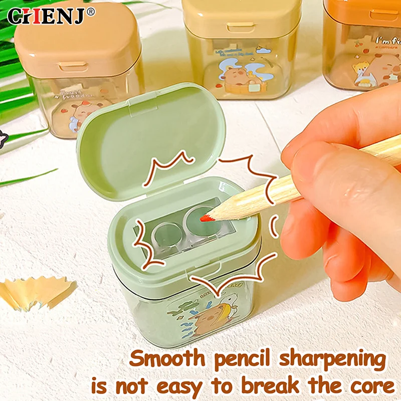 Cartoon Nette Capybara Doppel Loch Bleistift Spitzer Tragbare Kreative Mini Manuelle Bleistift Spitzer Student Schreibwaren Geschenke