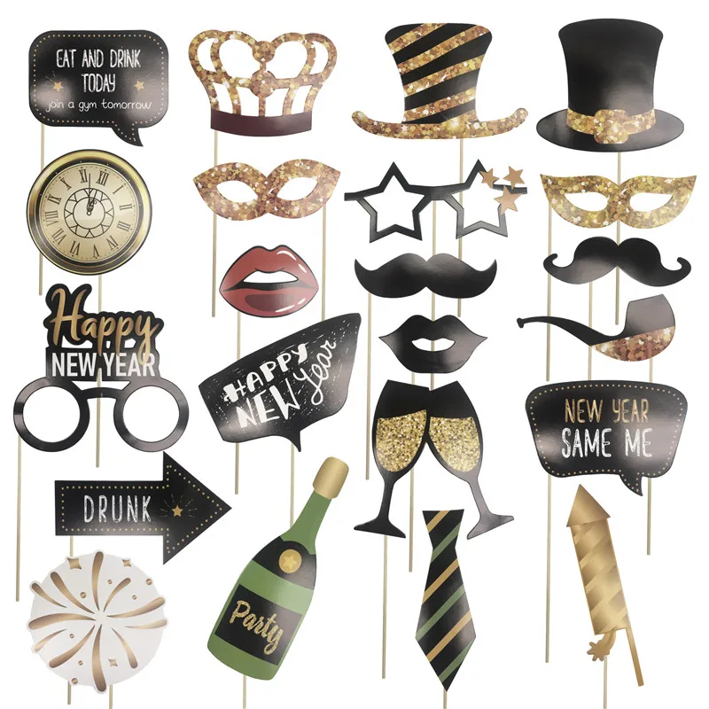1 Beutel Frohes Neues Jahr Photo Booth Requisiten Feier 2026 Neujahr Party Photobooth Selfie Requisiten Frohe Weihnachten Home Decor Supplie
