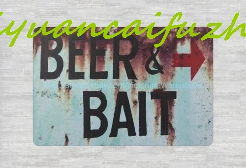 SJKY Beer & Bait metal tin sign garden bar pub signs