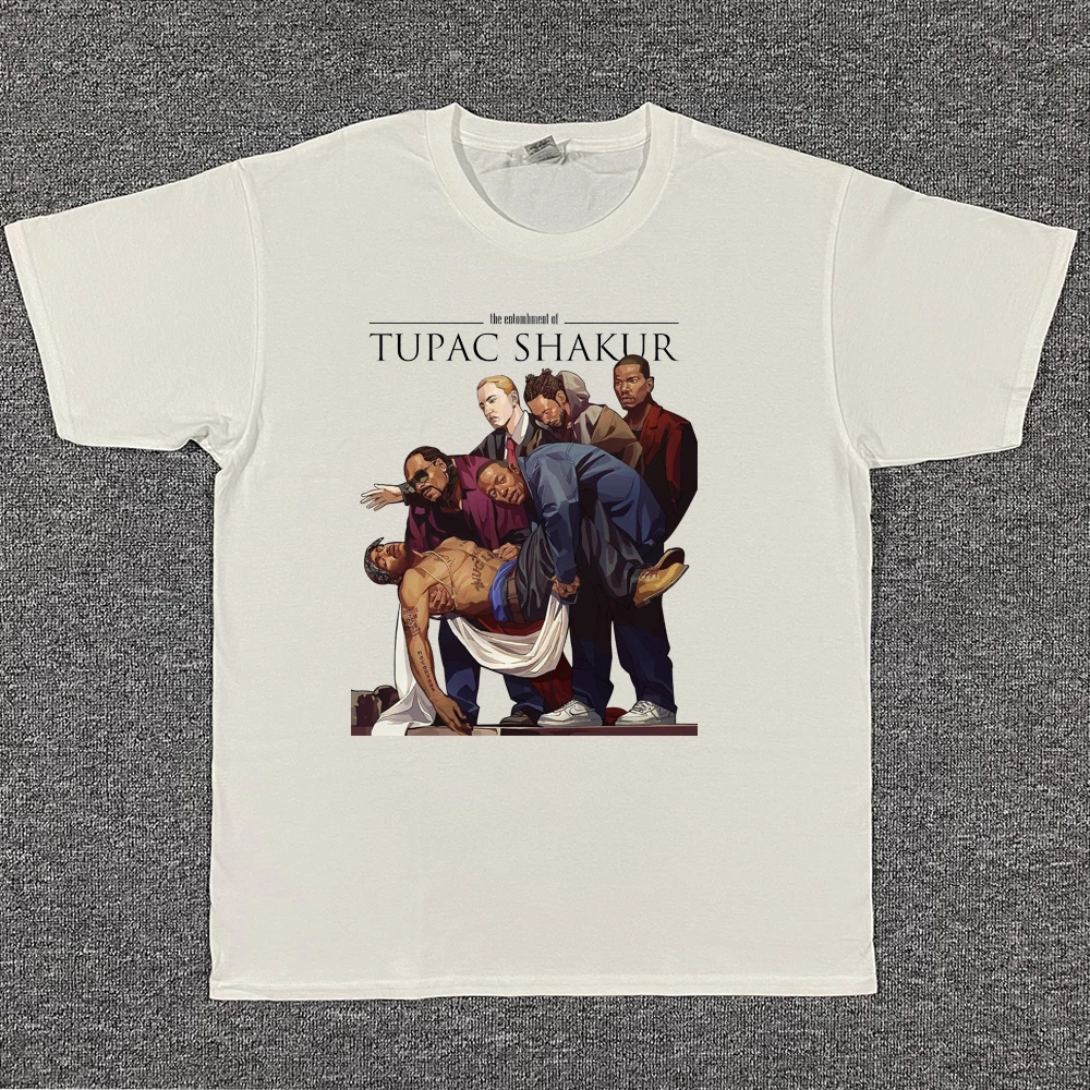 Tupac 2pac Hip Hop  TUPAC SHAKUR 2PAC Summer Men/Women's Tupac Shakur Fashion Hiphop Rock Short Sleeve T-Shirt