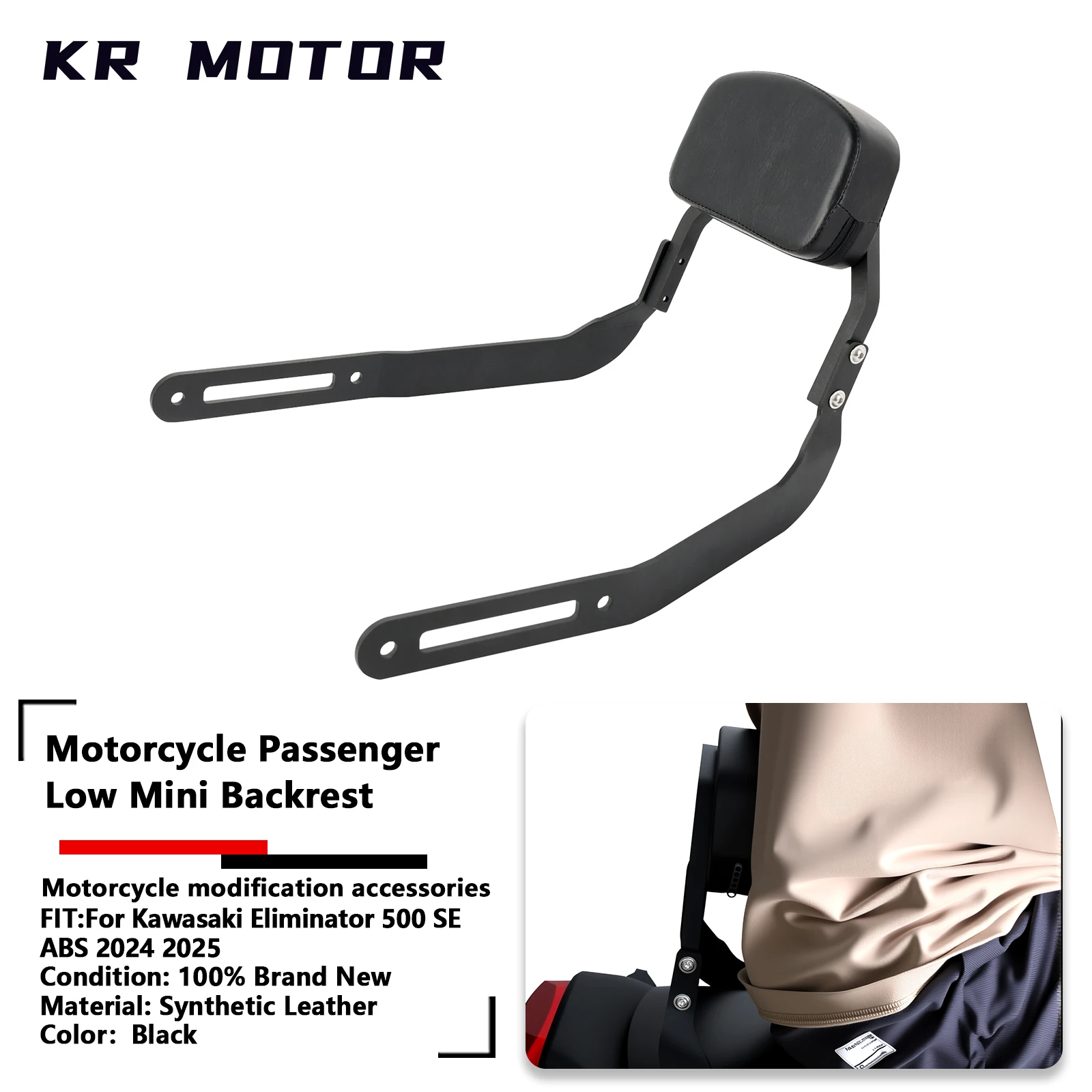 

Fit For Kawasaki Eliminator 500 SE ABS 2024 2025 Motocycle Passenger Low Mini Backrest Sissy Bar With Stainless Steel Bracket