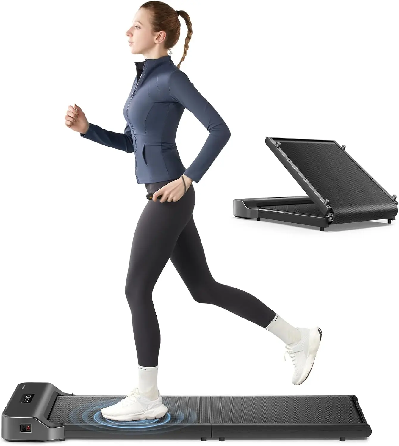 Cinta de correr para caminar, 180 ° Cinta de correr plegable debajo del escritorio para oficina en casa con capacidad de 242 lb, Trea portátil 2 en 1