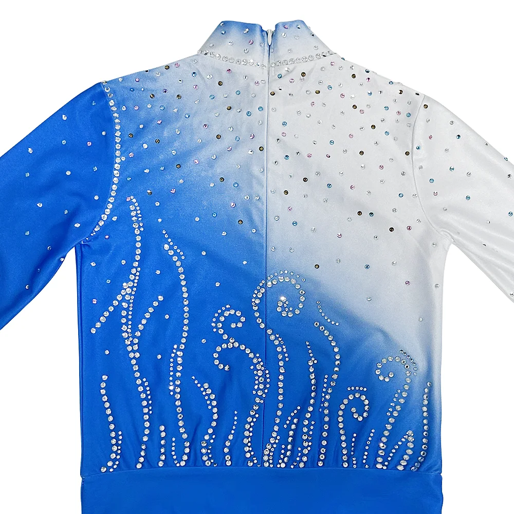 ZAGITOVA-vestido de patinaje artístico para hombre y niño, ropa de patinaje sobre hielo, mono de gimnasia acrobática con diamantes, gradiente azul