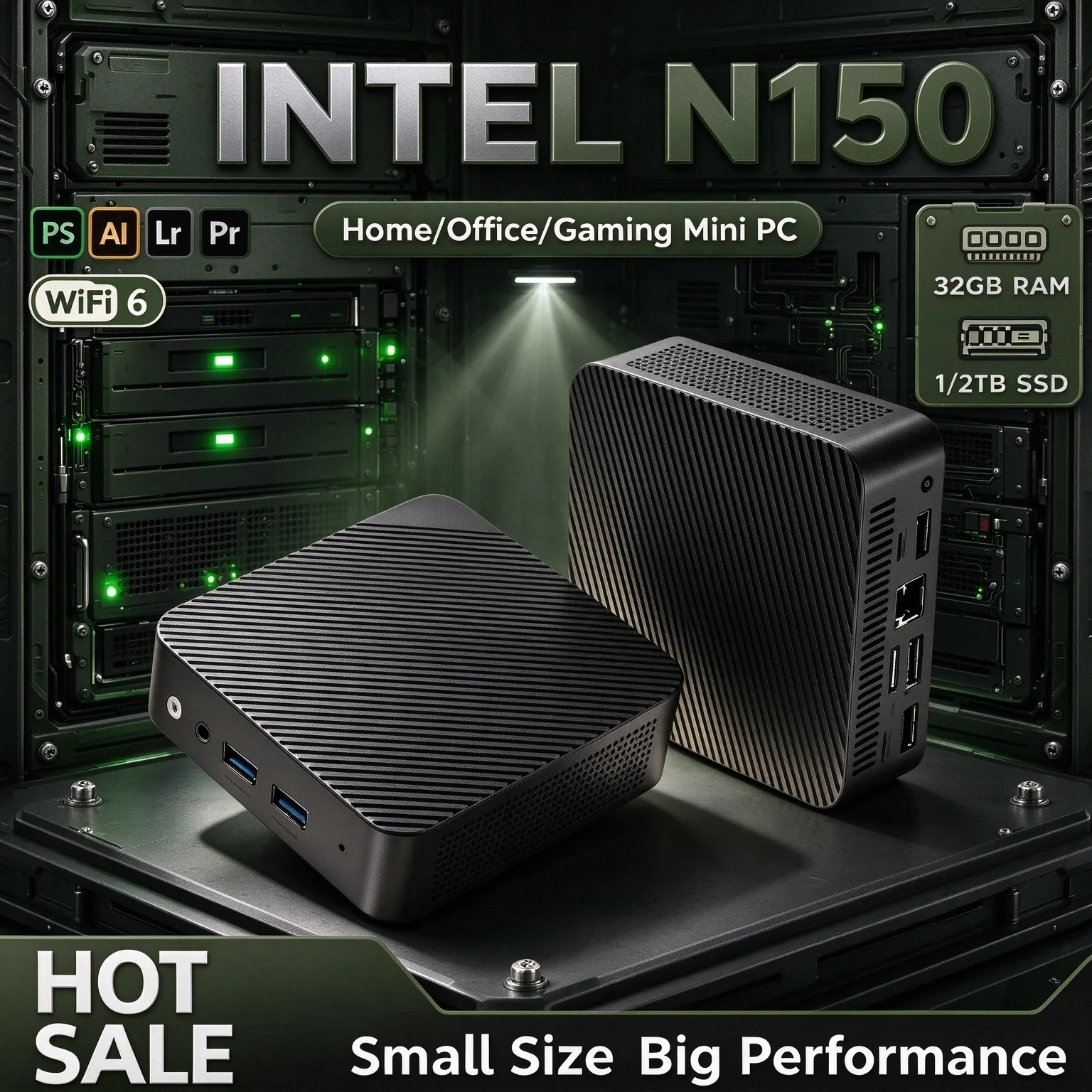 16GB DDR4 Intel N150 Mini PC 512GB M.2 NVMe SSD Triple 4K Output WiFi 6 BT 5.2 Silent Cooling Office Home Desktop Pro