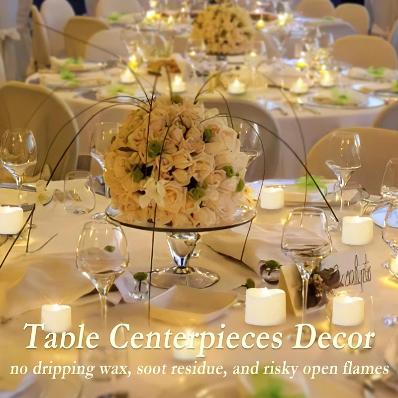 24Pcs/Box Flameless Candle Battery Operated 200+Hours LED Candles Tea Lights Romantic Wedding Candle Halloween Decor Candle