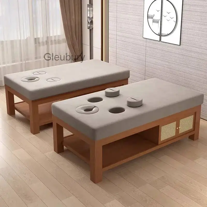 Solid Wood Massage Bed Aesthetic Stretcher Body For Salon Furniture Portable Massage Beds Home Moxibustion Therapy Bed