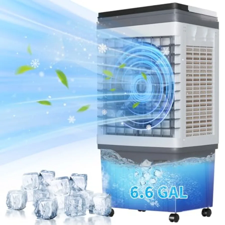 110V Evaporative Air Cooler with 6.6 Gal Water Tank 3 IN 1 Portable Air Conditioner with Remote Control Portable Air Cooler wit