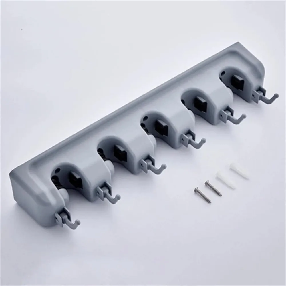 حامل مكنسة وممسحة مثبت على الحائط بتصميم مثقوب مقاوم للماء