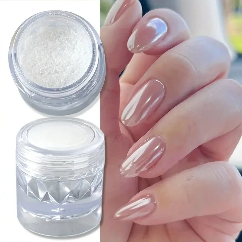 2pcs Hypoallergenic Aurora Chrome Nail Powder - Gentle Electroplating, Clear Finish for Stunning Manicures