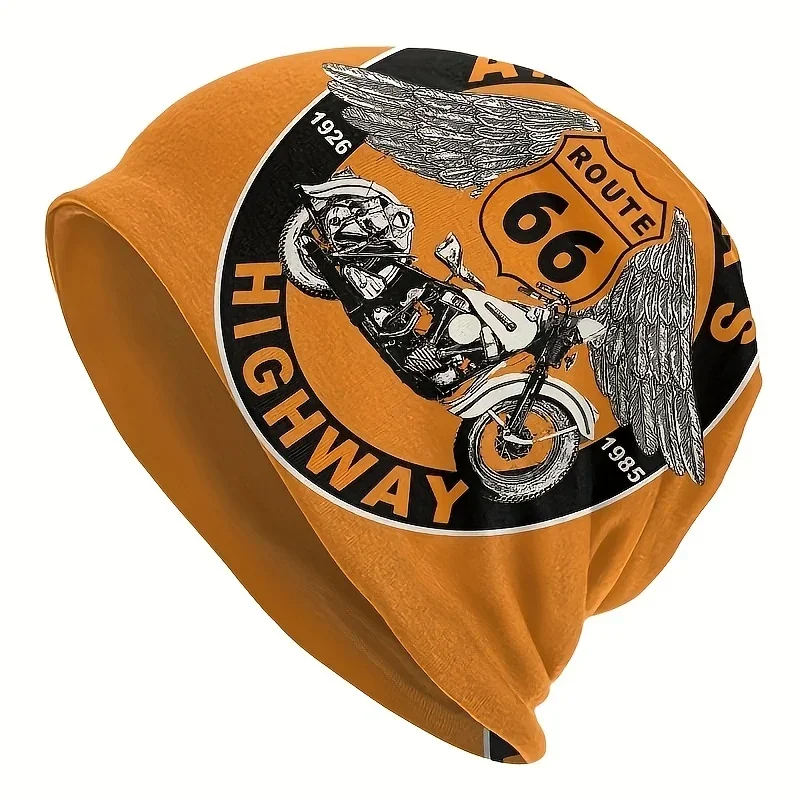 Hat Ride The Route Motorcyle Bikers America\'S Highway Outdoor Caps For Men Women Route 66 Skullies Beanies Ski Caps Cotton Bonne