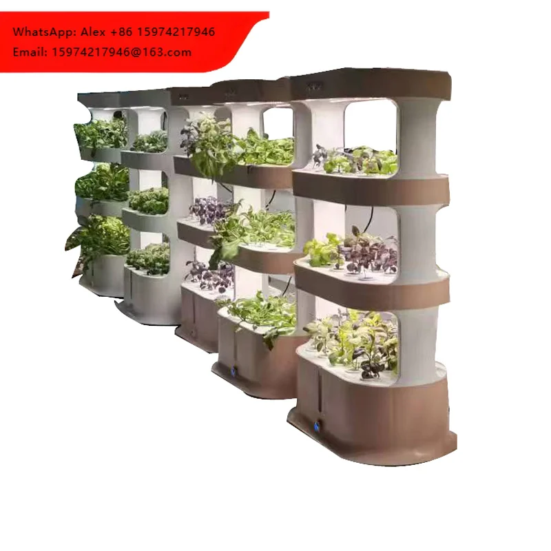 Indoor Multilayer Sustainable Led Light Hydroponic Green Vegetable Growing Vertical Tower Machine For Restaurant And Hotel