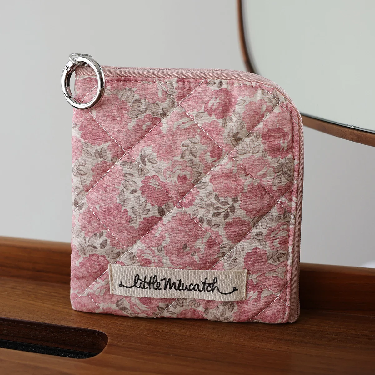 Floral coin purse printed soft card holder jewelry small storage bag quilted portable light cosmetics storage bag