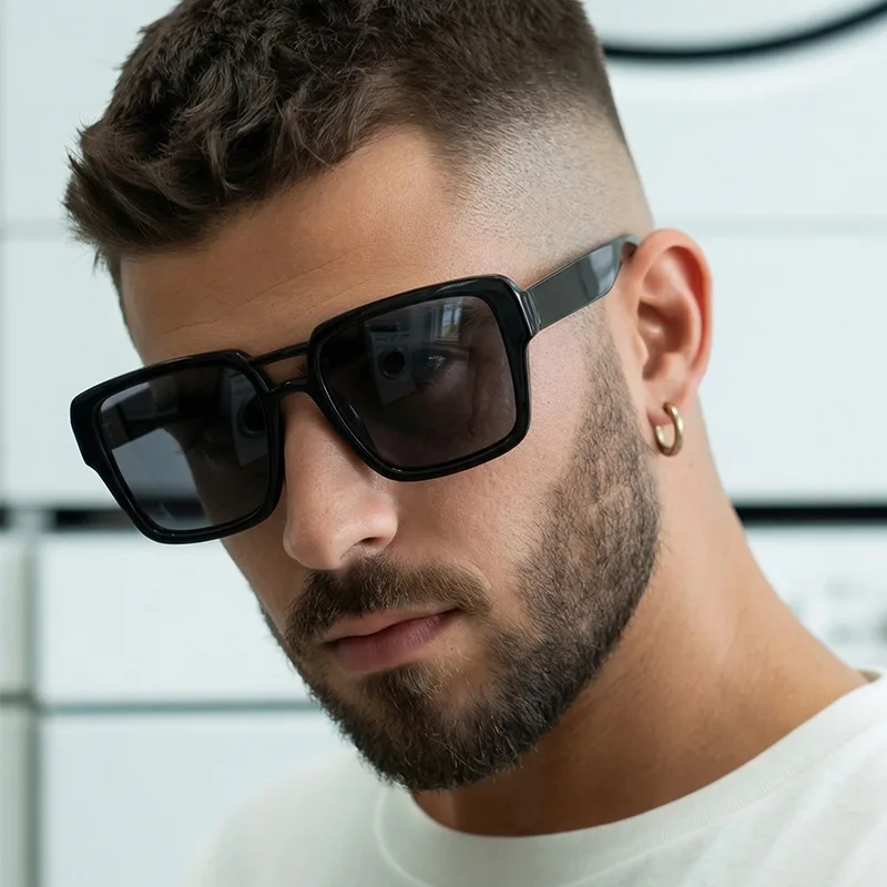 Square Shape Double Bridge Sunglasses Man Korean Fashion Anti-glare Sun Glasses Women High Quality Driving Eyewear