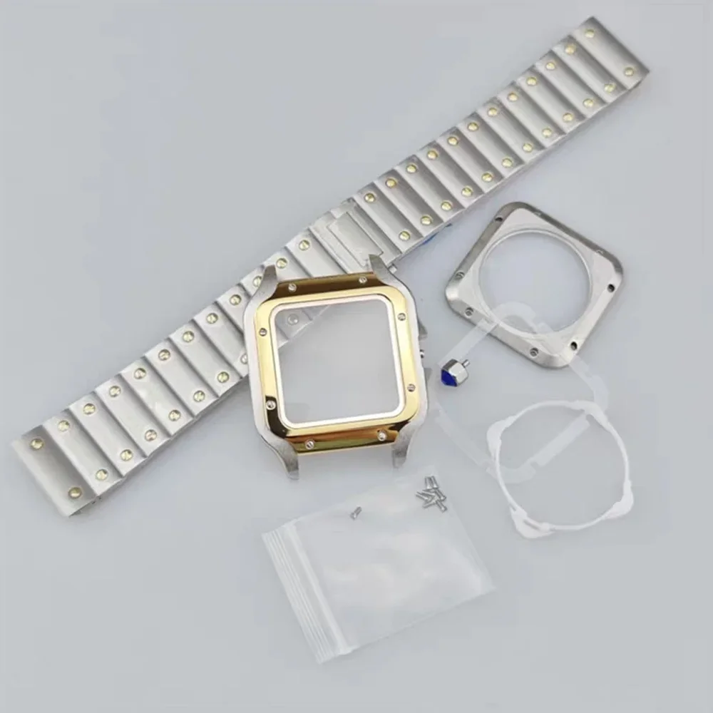 Customised 38mm Transparent Back Santo Case Strap Set NH35 Watch Case For 7S26 NH35 NH36 Movement 27.5mm Dial Men's Watch Case